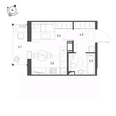 ЖК «Монография», планировка студии, 25.30 м²