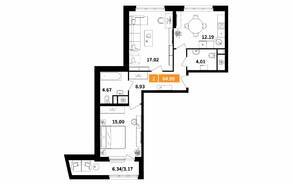 ЖК «Планерный квартал», планировка 2-комнатной квартиры, 64.99 м²