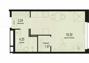 ЖК «ID Murino III», планировка студии, 27.76 м²