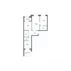 ЖК «NEWПИТЕР», планировка 3-комнатной квартиры, 77.72 м²