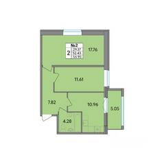 ЖК «Рождественский квартал», планировка 2-комнатной квартиры, 54.95 м²