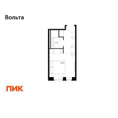Апарт-комплекс «Вольта», планировка студии, 21.38 м²