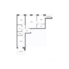 ЖК «NEWПИТЕР», планировка 3-комнатной квартиры, 79.01 м²