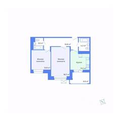 ЖК «Цветочный город», планировка 2-комнатной квартиры, 64.50 м²