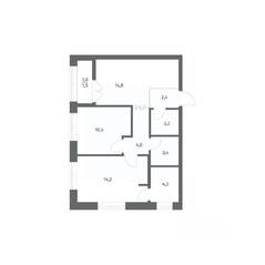ЖК «NEWПИТЕР», планировка 2-комнатной квартиры, 58.24 м²