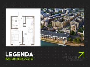 ЖК «LEGENDA Васильевского», планировка 1-комнатной квартиры, 44.51 м²