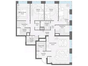 ЖК «Собрание клубных домов West Garden», планировка 4-комнатной квартиры, 142.90 м²