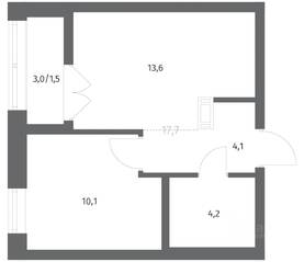 ЖК «NEWПИТЕР», планировка 1-комнатной квартиры, 33.51 м²