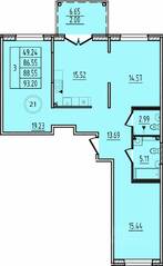 МЖК «Образцовый квартал 14», планировка 3-комнатной квартиры, 86.55 м²