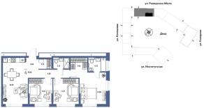ЖК «Страна.Парковая», планировка 4-комнатной квартиры, 78.56 м²