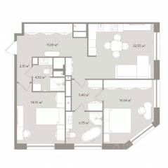 Апарт-комплекс «D'oro Mille», планировка 3-комнатной квартиры, 84.20 м²