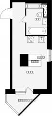 ЖК «Школьный (Климовск)», планировка студии, 24.60 м²