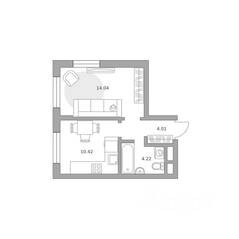 МЖК «Живописный», планировка 1-комнатной квартиры, 32.69 м²