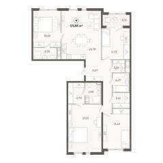 ЖК «Знатный», планировка 4-комнатной квартиры, 121.86 м²