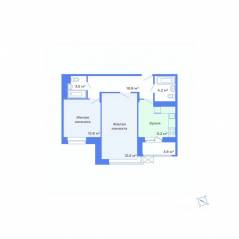 ЖК «Цветочный город», планировка 2-комнатной квартиры, 66.00 м²
