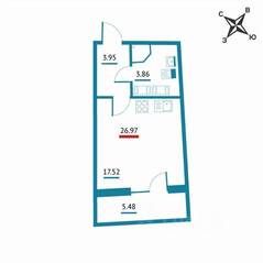 ЖК «Левитан», планировка студии, 26.97 м²