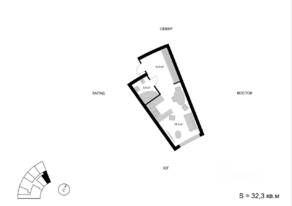 ЖК «Мытищи-Сити», планировка студии, 32.80 м²