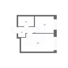 ЖК «NEWПИТЕР», планировка 1-комнатной квартиры, 36.37 м²
