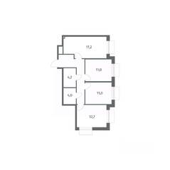 ЖК «Парусная 1», планировка 3-комнатной квартиры, 71.10 м²