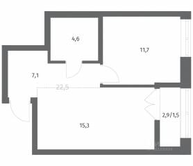 ЖК «NEWПИТЕР», планировка 1-комнатной квартиры, 40.15 м²