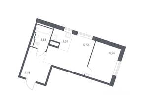 ЖК «Квартал Лаголово», планировка 1-комнатной квартиры, 37.07 м²