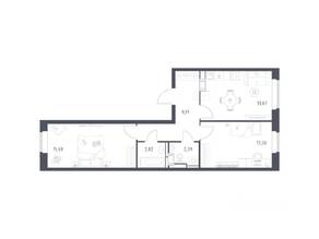 ЖК «Большое Путилково», планировка 2-комнатной квартиры, 56.99 м²