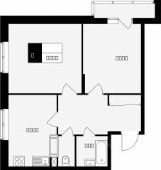 ЖК «Красная горка», планировка 2-комнатной квартиры, 57.70 м²