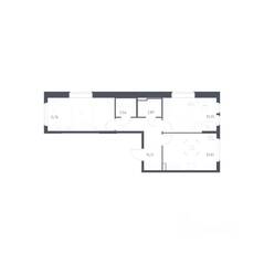 ЖК «Остафьево», планировка 2-комнатной квартиры, 57.40 м²