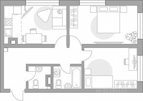 ЖК «Тринити-3», планировка 3-комнатной квартиры, 57.25 м²
