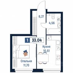 ЖК «Максималист», планировка 1-комнатной квартиры, 33.04 м²
