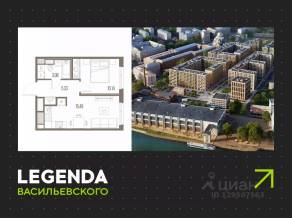 ЖК «LEGENDA Васильевского», планировка 1-комнатной квартиры, 34.94 м²