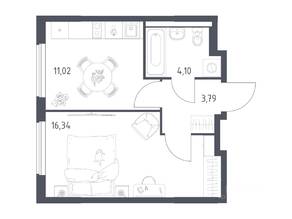 ЖК «Горки Парк», планировка 1-комнатной квартиры, 35.25 м²