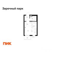 ЖК «Заречный парк», планировка студии, 24.07 м²