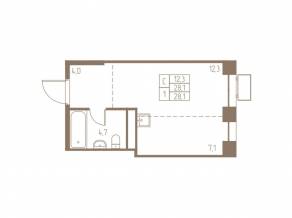 ЖК «Фабрикант», планировка студии, 28.10 м²