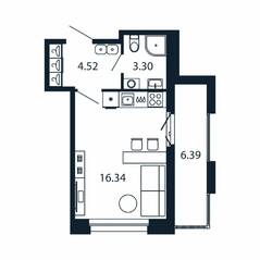 ЖК «Полис Новоселье», планировка студии, 26.08 м²