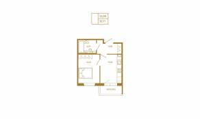 МЖК «Новая история», планировка 1-комнатной квартиры, 35.71 м²
