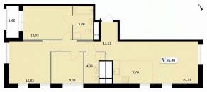 ЖК «Self», планировка 3-комнатной квартиры, 86.30 м²