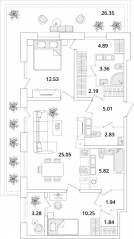 ЖК «БелАрт», планировка 2-комнатной квартиры, 84.90 м²