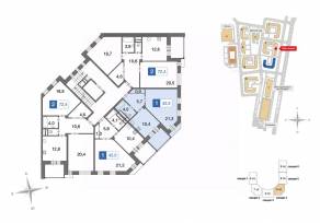 ЖК «Ново-Никольское», планировка 1-комнатной квартиры, 42.50 м²