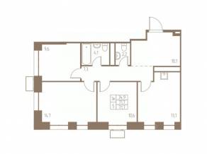 ЖК «Фабрикант», планировка 3-комнатной квартиры, 71.70 м²