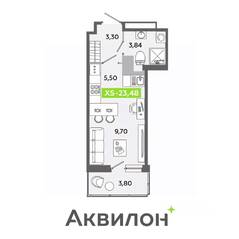 ЖК «Аквилон ЯНИНО», планировка студии, 23.48 м²