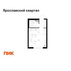 ЖК «Ярославский квартал», планировка студии, 23.60 м²