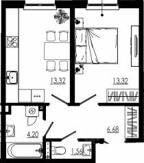 МЖК «Liberty dom», планировка 1-комнатной квартиры, 39.08 м²