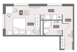 Апарт-комплекс «Avenue Apart Pulkovo», планировка студии, 28.41 м²