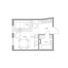ЖК «Аникеевский», планировка студии, 24.39 м²