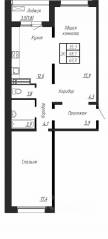ЖК «Сибирь», планировка 2-комнатной квартиры, 69.90 м²