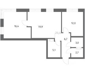 ЖК «NEWПИТЕР», планировка 2-комнатной квартиры, 65.75 м²