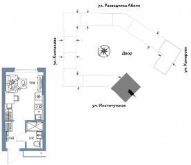 ЖК «Страна.Парковая», планировка студии, 19.30 м²