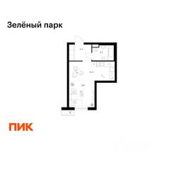 ЖК «Зеленый парк», планировка студии, 29.00 м²