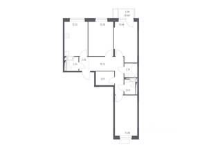 ЖК «Пятницкие Луга», планировка 3-комнатной квартиры, 78.54 м²